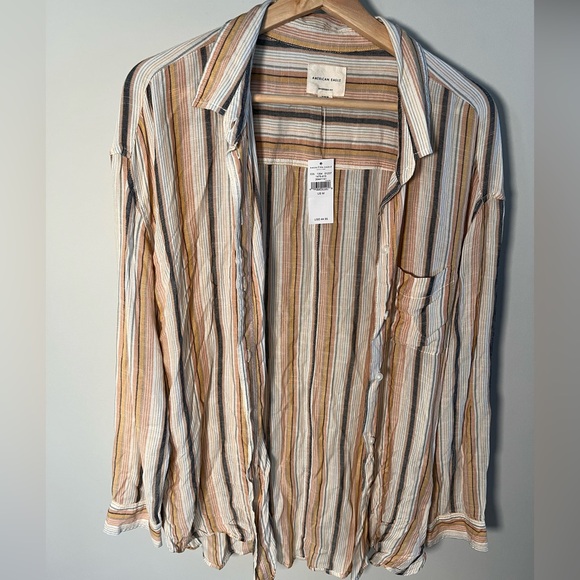 American Eagle Outfitters Other - American Eagle Outfitters Men's Striped Button Down Shirt - Cream, Tan, Brown